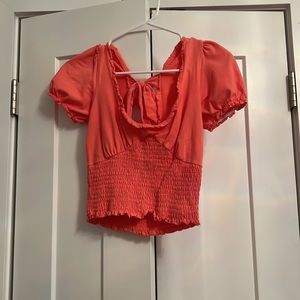 Forever 21 Coral Crop Top Women’s Small Open Tie Back